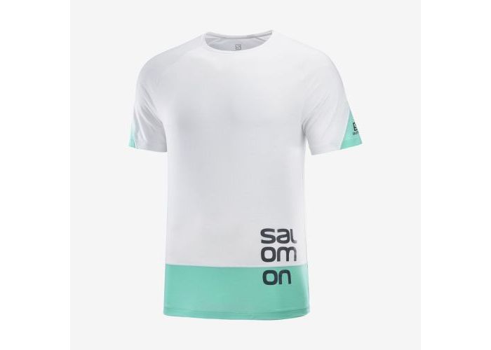Salomon Cross Run graphic shirt Man Pánske bežecké tričko White