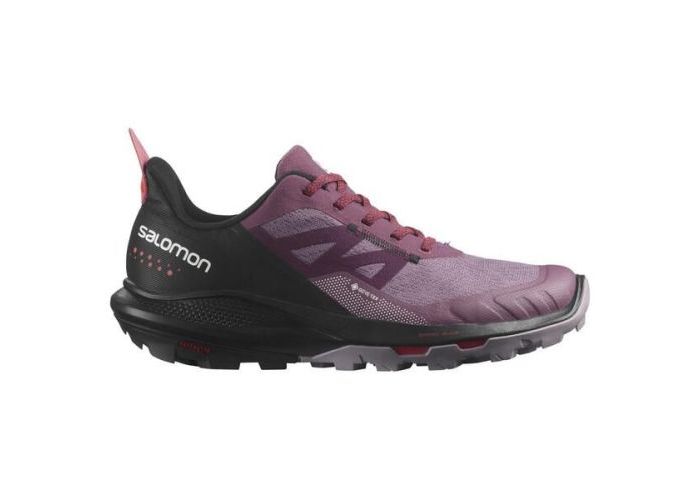 Salomon OutPulse Dámske turistické goretexové topánky Tulipwood/Black/Poppy Red 