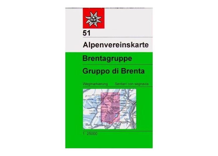 Turistická mapa Alpenverein Brentagruppe červená 